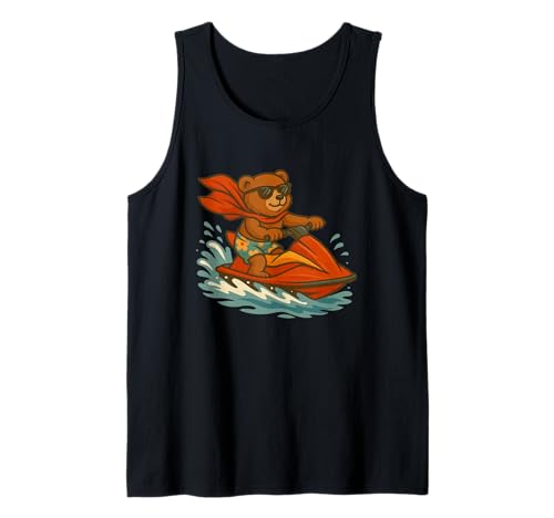 Lustiges Jetski-Teddybär-Kostüm für Erwachsene und Kinder Tank Top von Vacation Teddy Bear
