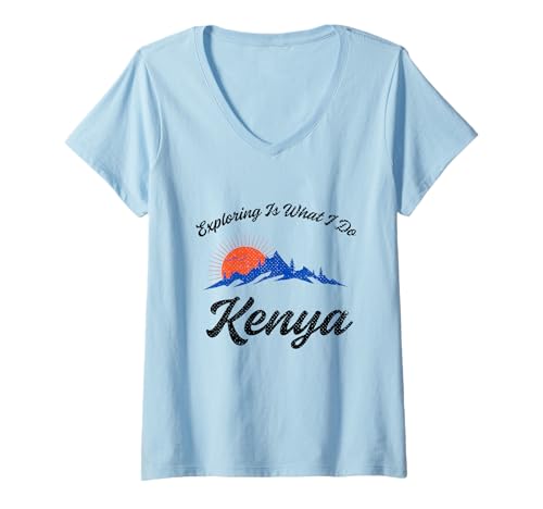 Damen Exploring Is What I Do Kenya Vacation Kenia T-Shirt mit V-Ausschnitt Damen Exploring Is What I Do Kenya Vacation Kenia T-Shirt mit V-Ausschnitt von Vacation Travel Exploring Inc