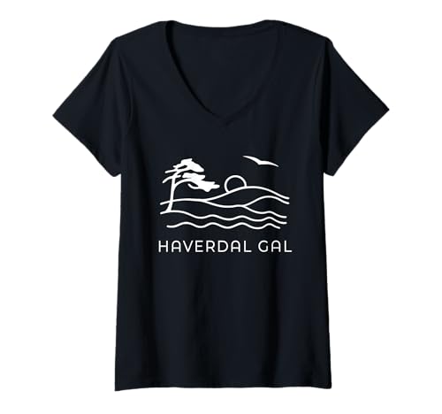 Damen Haverdal Gal Schwedisch Strandurlaub T-Shirt mit V-Ausschnitt Damen Haverdal Gal Schwedisch Strandurlaub T-Shirt mit V-Ausschnitt von Vacation in Sweden Gifts