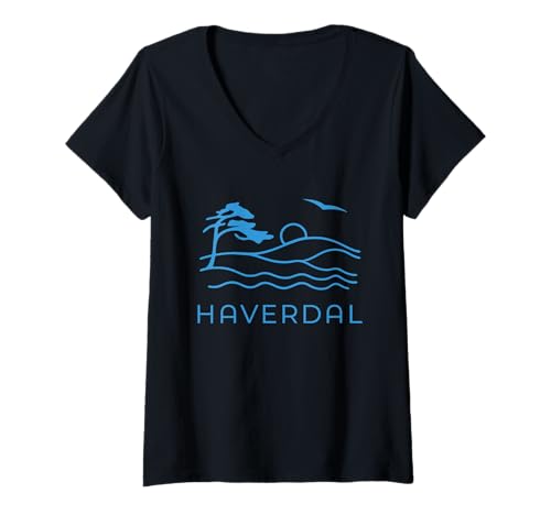 Damen Haverdal Schwedischer Strandurlaub an der Küste T-Shirt mit V-Ausschnitt Damen Haverdal Schwedischer Strandurlaub an der Küste T-Shirt mit V-Ausschnitt von Vacation in Sweden Gifts