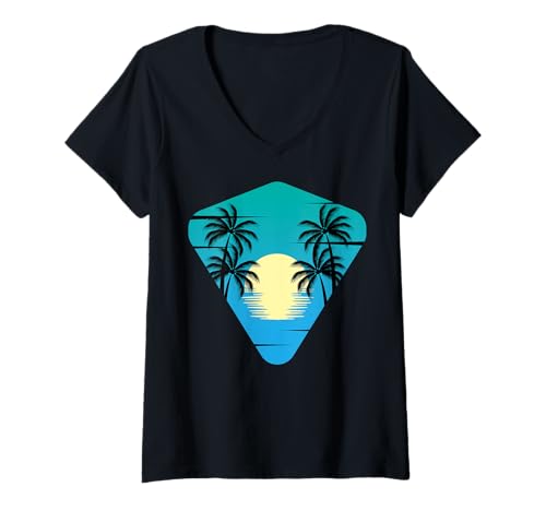 Damen Tropischer Sommer Palmen Strand Genuss Insel Urlaub Paradies T-Shirt mit V-Ausschnitt von Vacation on my mind