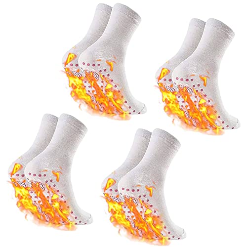 4 Paar AFIZ Turmalin-Socken, selbstheizende Socken, Turmalin-Akupressur, selbstheizend, formende Socken, VenesHeal Hyperthermie-Socken für Männer und Frauen, Weiß, 4 Stück, M von Vacclo