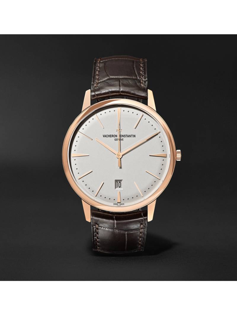 Vacheron Constantin - Patrimony Automatic 40mm 18-Karat Pink Gold and Alligator Watch, Ref. No. 85180/000R-9248 - Men - Silver von Vacheron Constantin