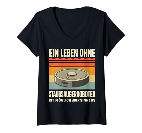 Damen Saugroboter T-Shirt mit V-Ausschnitt Damen Saugroboter T-Shirt mit V-Ausschnitt von Vacuum Robot Cleaing Cleaner