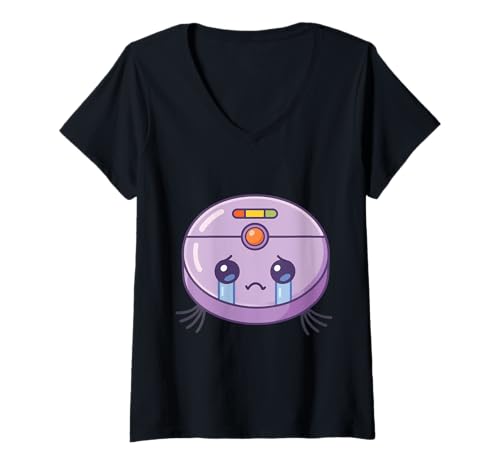 Damen Saugroboter T-Shirt mit V-Ausschnitt Damen Saugroboter T-Shirt mit V-Ausschnitt von Vacuum Robot Cleaing Cleaner