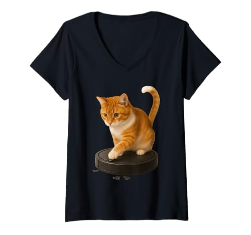 Damen Saugroboter T-Shirt mit V-Ausschnitt Damen Saugroboter T-Shirt mit V-Ausschnitt von Vacuum Robot Cleaing Cleaner