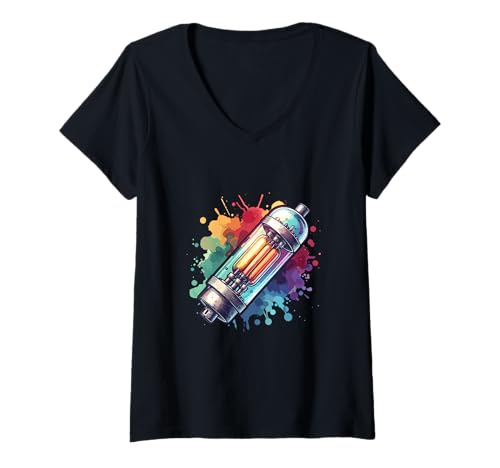 Damen Vakuumröhre Analog Audio Retro Hi Fi T-Shirt mit V-Ausschnitt Damen Vakuumröhre Analog Audio Retro Hi Fi T-Shirt mit V-Ausschnitt von Vacuum Tube Analog Audio Retro Hi Fi Art