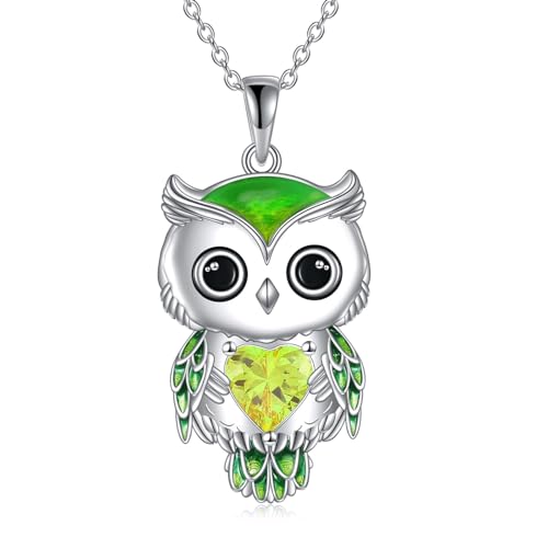 Vadmans Eule Kette Schmuck Geschenke für Damen Sterling Silber August Geburtsstein Zirkonia Eule Anhänger Halskette Weihnachts Schmuck für Mädchen (08-August) von Vadmans