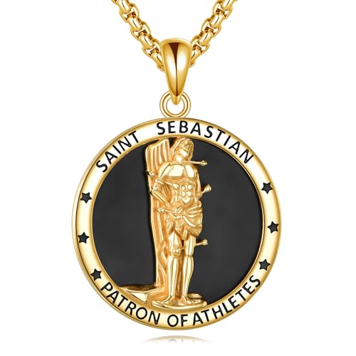 Vadmans Gold Heilige Sebastian Kette 925 Sterling Silber St Sebastian Anhänger Halskette Religiöse Amulett Medaille Schmuck Geschenke für Männer Damen Vadmans Gold Heilige Sebastian Kette 925 Sterling Silber St Sebastian Anhänger Halskette Religiöse Amulett Medaille Schmuck Geschenke für Männer Damen von Vadmans