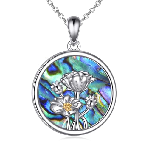 Vadmans Halskette mit Mohnblume 925er Sterlingsilber Halskette mit Geburtsblumen Anhänger Schmuck Geschenk für Frauen(Mohnblume Halskette) von Vadmans