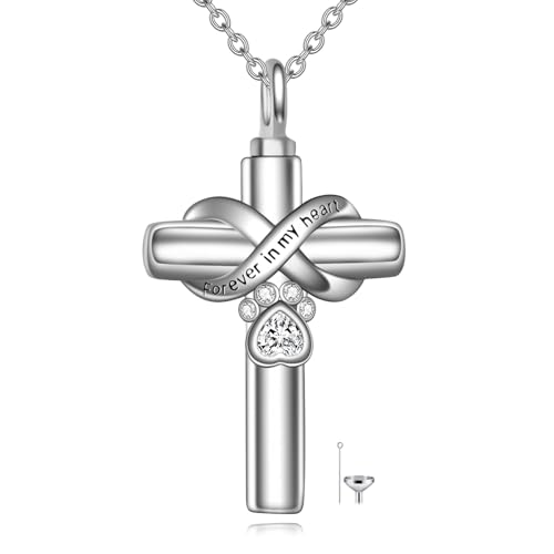 Vadmans Haustier Kreuzen Urne Kette für Damen Sterling Silber Unendlichkeit Kreuzen Anhänger Halskette Denkmal Schmuck Geschenke für Asche von Vadmans