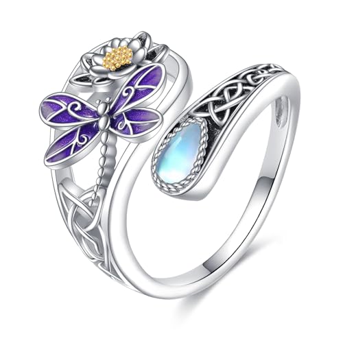 Vadmans Libelle Löffel Ringe für Damen 925 Sterling Silber Einstellbar Offen Libelle Ringe Schmuck Geschenke für Frauen Herren Vadmans Libelle Löffel Ringe für Damen 925 Sterling Silber Einstellbar Offen Libelle Ringe Schmuck Geschenke für Frauen Herren von Vadmans