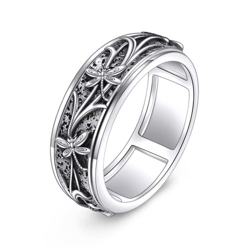 Vadmans Libelle Spinner Ringe 925 Sterling Silber Libelle Angst Lindern Ringe Schmuck Geschenke für Damen Herren 6# Vadmans Libelle Spinner Ringe 925 Sterling Silber Libelle Angst Lindern Ringe Schmuck Geschenke für Damen Herren 6# von Vadmans