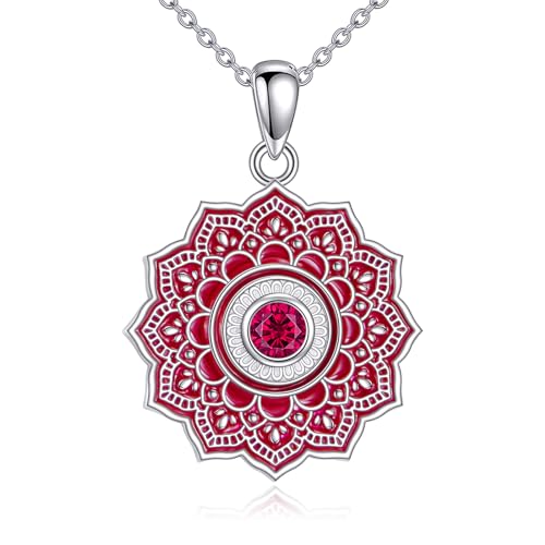 Vadmans Lotus Kette 925 Sterling Silber Lotus Halskette Anhänger Lotusblume Lotus Geschenk Schmuck für Damen (07-Juli) von Vadmans