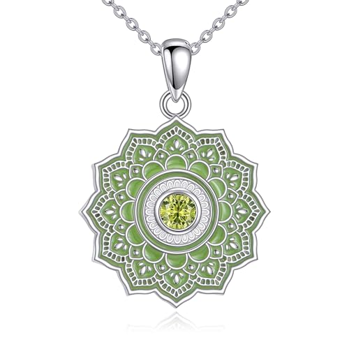 Vadmans Lotus Kette 925 Sterling Silber Lotus Halskette Anhänger Lotusblume Lotus Geschenk Schmuck für Damen (08-August) von Vadmans