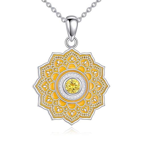 Vadmans Lotus Kette 925 Sterling Silber Lotus Halskette Anhänger Lotusblume Lotus Geschenk Schmuck für Damen (11-November) von Vadmans