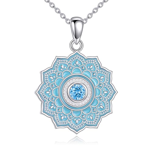 Vadmans Lotus Kette 925 Sterling Silber Lotus Halskette Anhänger Lotusblume Lotus Geschenk Schmuck für Damen (12-Dezember) von Vadmans
