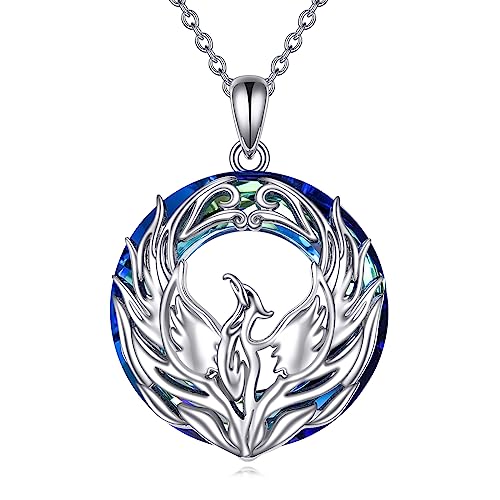 Vadmans Phönix Halskette Sterling Silber Phoenix Anhänger Kette Kristall Schmuck Geschenke für Damen Mädchen von Vadmans