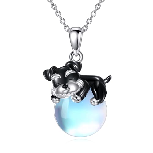 Vadmans Schnauzer Kette 925 Sterling Silber Mondstein Schnauzer Anhänger Halskette Hund Schmuck Geschenke für Damen Mädchen Vadmans Schnauzer Kette 925 Sterling Silber Mondstein Schnauzer Anhänger Halskette Hund Schmuck Geschenke für Damen Mädchen von Vadmans