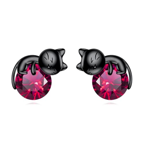 Vadmans Katze Ohrstecker Ohrringe für Damen Sterling Silber Juli Katze Geburtsstein Ohrringe Schmuck Geschenk für Damen Mädchen von Vadmans