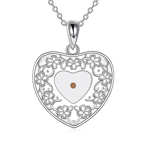 Vadmans Senf Samen Kette für Damen 925 Sterling Silber Herz Senf Samen Anhänger Halskette Glaube Schmuck Geschenke für Mädchen Frauen von Vadmans