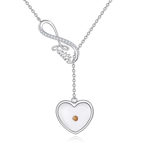 Vadmans Senfkörner Halskette Sterling Silber Senfkorn Glaube Anhänger Kette Senfsamen Christlich Schmuck Unendlichkeit Geschenke für Damen Mädchen von Vadmans