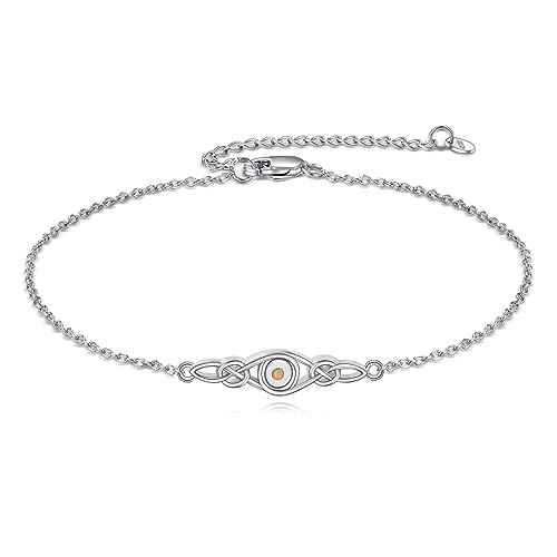 Vadmans Senfkorn Armbänder Sterling Silber Senfkörner Fußkettchen Fußkette Senfsamen Glauben Schmuck Keltischen Knoten Geschenke für Damen Mädchen Herren von Vadmans