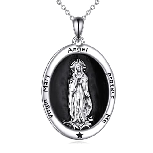 Vadmans Sterling Silber Jungfrau Maria Halskette für Frauen Anhänger Amulett Beschütze uns Halskette Schmuck Geburtstag für Damen (Jungfrau Maria Halskette) von Vadmans