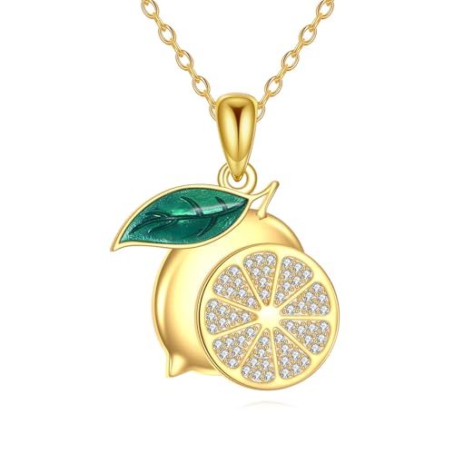 Vadmans Zitrone Kette 925 Sterling Silber Zitrone Anhänger Halskette Früchte CZ Schmuck Geschenke für Damen Mädchen von Vadmans
