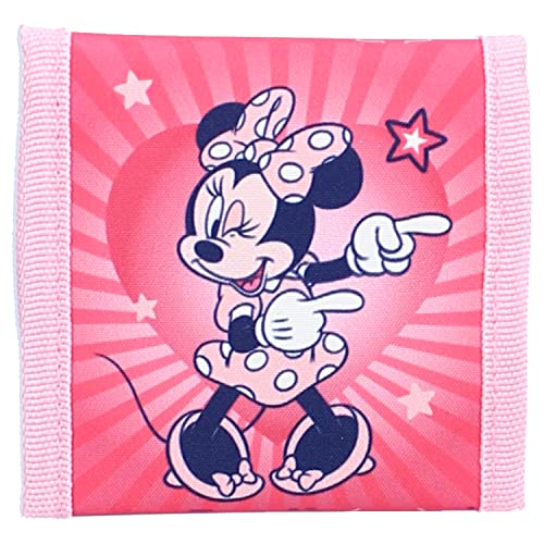 Vadobag, Geldbörse, Minnie Maus, Strapazierfähige Kindergeldbörse mit Klettverschluss. Kleingeldfach mit Reißverschluss, Scheinfach, Pink von Vadobag