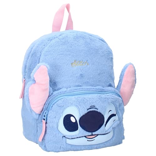 Rucksack STITCH Fluffy Festival Kunstpelz Disney Lilo & Stitch – Rucksack für Kinder | Schule | Kindergarten – Farbe Hellblau – Maße 26 x 21 x 11 cm von Vadobag