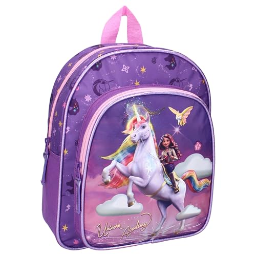 Rucksack Unicorn Academy Sofia und Wildstar – Rucksack für Kinder | Schule | Kindergarten – Farbe Violett – Maße 30 x 25 x 11 cm – 295-00913 von Vadobag