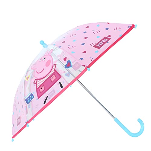 Peppa Pig Stockschirm rosa & transparent | Peppa Wutz Regenschirm von Peppa Pig