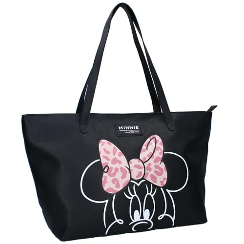 Vadobag Große Damen Shopping-Tasche | schwarz Kunstleder | Disney Minnie Mouse von Vadobag