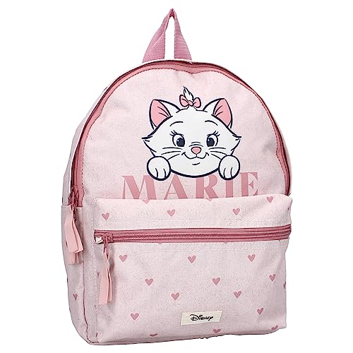 Vadobag Marie, Rucksack mit Katze, Aristostatti, This Is Me Herzen, Rucksack für Mädchen, Schule, Kindergarten, Farbe Rosa, Größe 31 x 23 x 8 cm, Rosa, Einheitsgröße von Vadobag