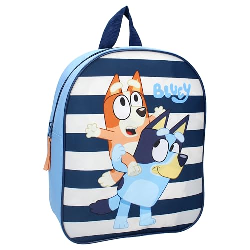 Vadobag Rucksack mit Hündchen, BLUEY und BINGO Jump Into Fun – Rucksack für Kinder | Schule | Kindergarten – Farbe Blau und Hellblau – Maße 29 x 22 x 9 cm, Blau, Himmelblau, Einheitsgröße von Vadobag
