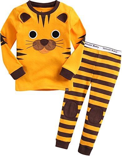 VAENAIT BABY 12M-12Y Kinder Jungen Mädchen Halloween X-Mas Weihnachten Pyjama Pyjama Nachtwäsche Set, Gelber Tiger, 6-7 Jahre von Vaenait Baby