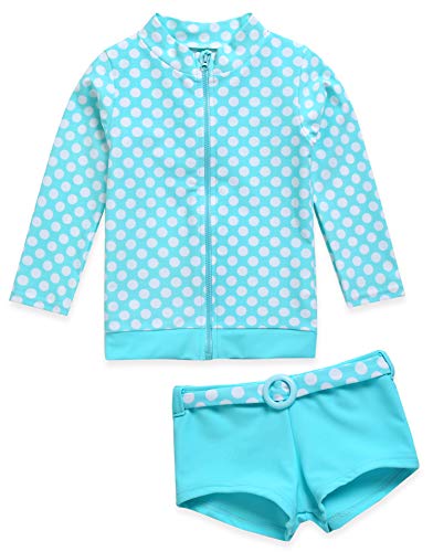 VAENAIT BABY 2T-7T Kinder Mädchen UPF 50+ UV-Schutz Rashguard Badeanzug Langes Shirt und Shorts Set, Ocean Dot_sky, 3 Jahre von Vaenait Baby