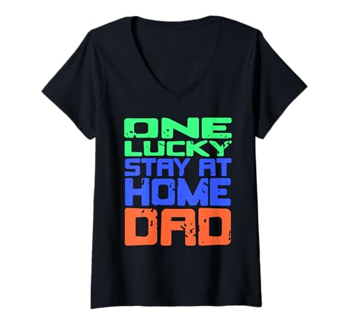 Damen Glücklicher Zuhause Papa Lustiger Familienhumor T-Shirt mit V-Ausschnitt Damen Glücklicher Zuhause Papa Lustiger Familienhumor T-Shirt mit V-Ausschnitt von Väter Humor und Lebensfreude