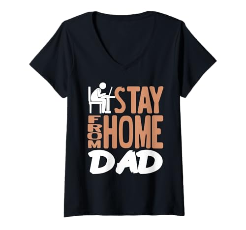 Damen Zuhause Arbeitender Papa Lustiger Humor T-Shirt mit V-Ausschnitt Damen Zuhause Arbeitender Papa Lustiger Humor T-Shirt mit V-Ausschnitt von Väter mit Familie und Homeoffice