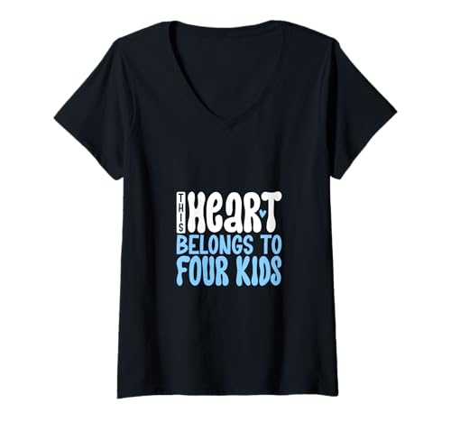 Damen Ich liebe meine vier Kinder T-Shirt mit V-Ausschnitt von Väter mit Kindern Designs