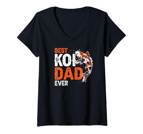 Damen Bester Koi Papa Lustiger Fisch Vater Stolz T-Shirt mit V-Ausschnitt von Väter mit Koi-Teichen und Humor