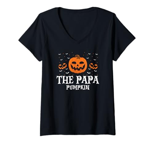 Damen Der Papa Kürbis Halloween Humor Papa Gag T-Shirt mit V-Ausschnitt Damen Der Papa Kürbis Halloween Humor Papa Gag T-Shirt mit V-Ausschnitt von Väter mit Spuk Kürbis Thema