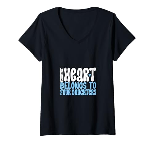 Damen Ich liebe meine vier Töchter T-Shirt mit V-Ausschnitt Damen Ich liebe meine vier Töchter T-Shirt mit V-Ausschnitt von Väter mit Töchtern Designs