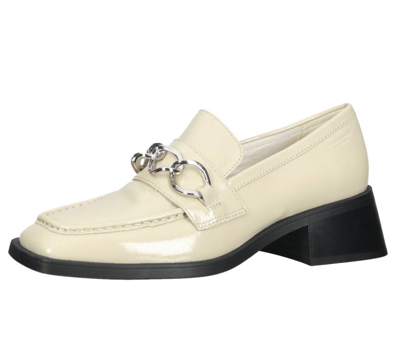 VAGABOND Damen Echtleder-Schuhe in Lack-Optik Mokassins Slipper mit Zierschnalle 5317-060-05 Beige/Silber von VAGABOND