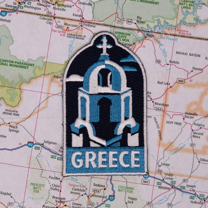 Santorini Griechenland Patch Gesticktes Aufbügler Reiseandenken von VagabondHeartCo