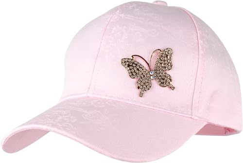 Damen Cartoon Pailletten Sonnencreme Sonnencreme Baseball Kappe Cartoon Baseball Kappe Pailletten Freizeit Hut Strass Butterfly Baseball Kappe Schild Kappe (Rosa,Eine Größe) von Vagbalena
