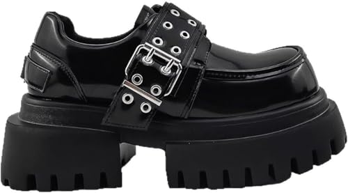 Damen Mädchen Mode runder Kopf Erhöhung rutschfeste High Heels Klassischer runder Kopf Casual Business formale dicke Unterseite Erhöhung Schuhe (Schwarz,37) von Vagbalena