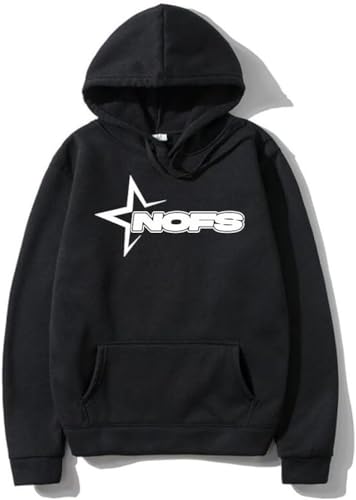Herren Damen NOFS Letter Print Lose Hoodie Teen 90er Jahre Retro Hoodie Y2K Hip Hop Print Hoodie Übergroßes Street Retro Sweatshirt (Schwarz,M) von Vagbalena