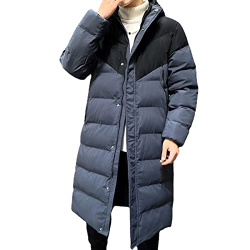 Herren Winter Mantel Verdickt Unten Jacke Mit Kapuze Winter Mantel Wasserdicht Winddicht Parka Lange Mit Kapuze Unten Jacke Lange Puffy Jacke hoodie (Blau,L) von Vagbalena